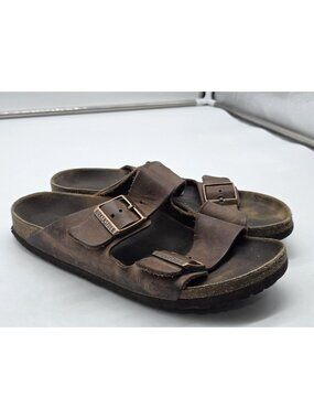 Birkenstock Arizona Sandals Shoes Womens Size 8 Brown Leather Slide Cork Comfort